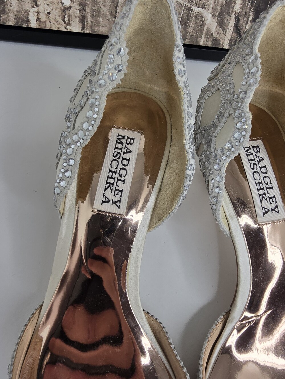 Badgley Mischka Ivory Ginny Rhinestone Pumps Sz 7 - Picture 4 of 12